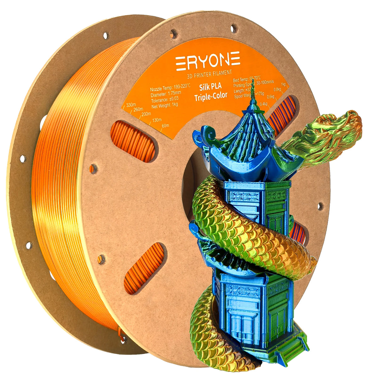 NEW ERYONE 1KG/3KG/10KG Promotion Tri- Color Silk PLA Filament For 3D Printing 1.75mm Filament High Quality Free Fast Shipping