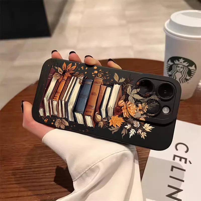 Creative Beautiful Book Pattern Phone Case For iPhone 11 12 13 14 15 16 17 Air 18 Pro Max 16E 7 8 Plus X XR XS Shockproof Cover