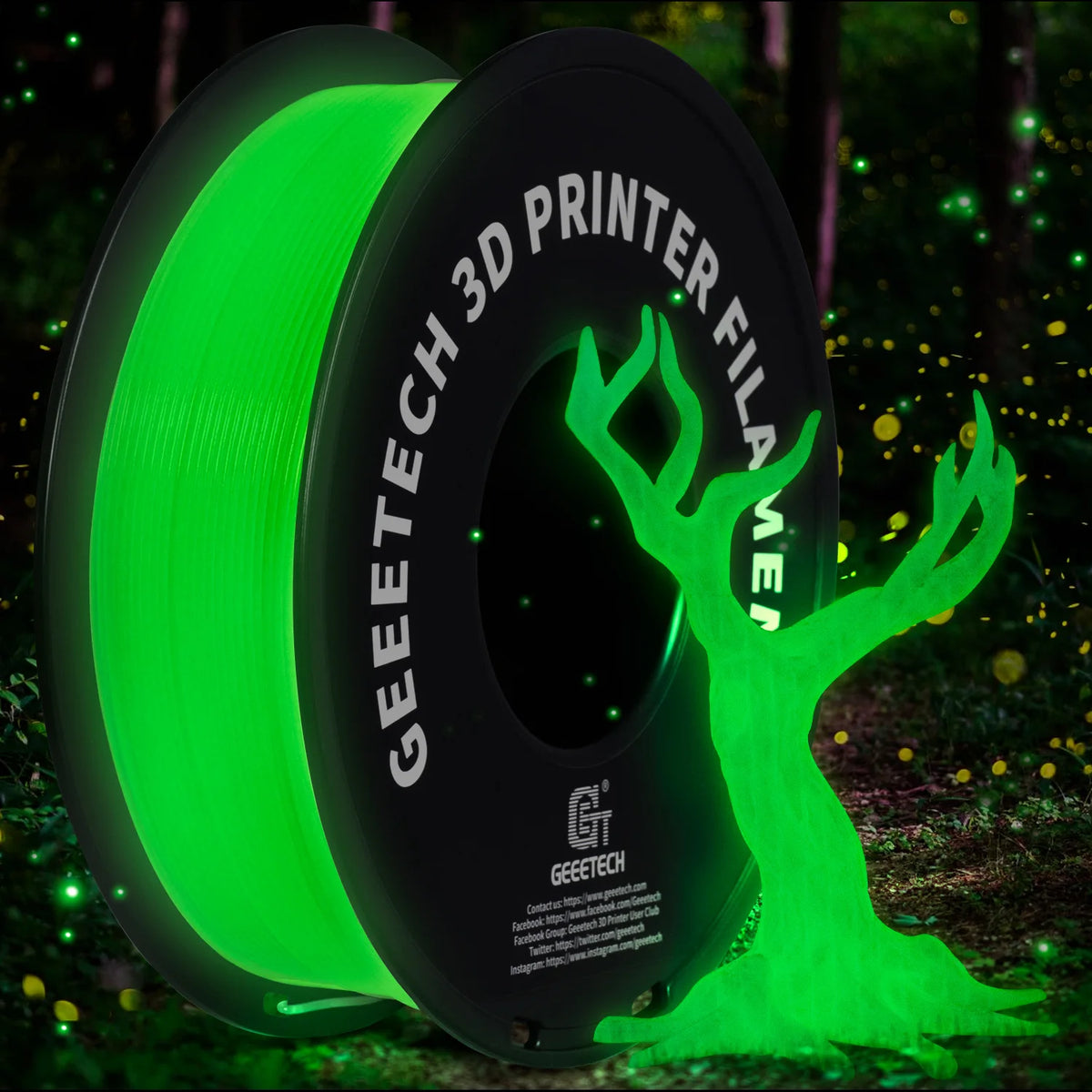GEEETECH Glow PLA 1.75mm 1kg Glow in Dark for 3D Printing Night Light Luminous 8 Colors 3D Printer Material, Oversea Warehouse