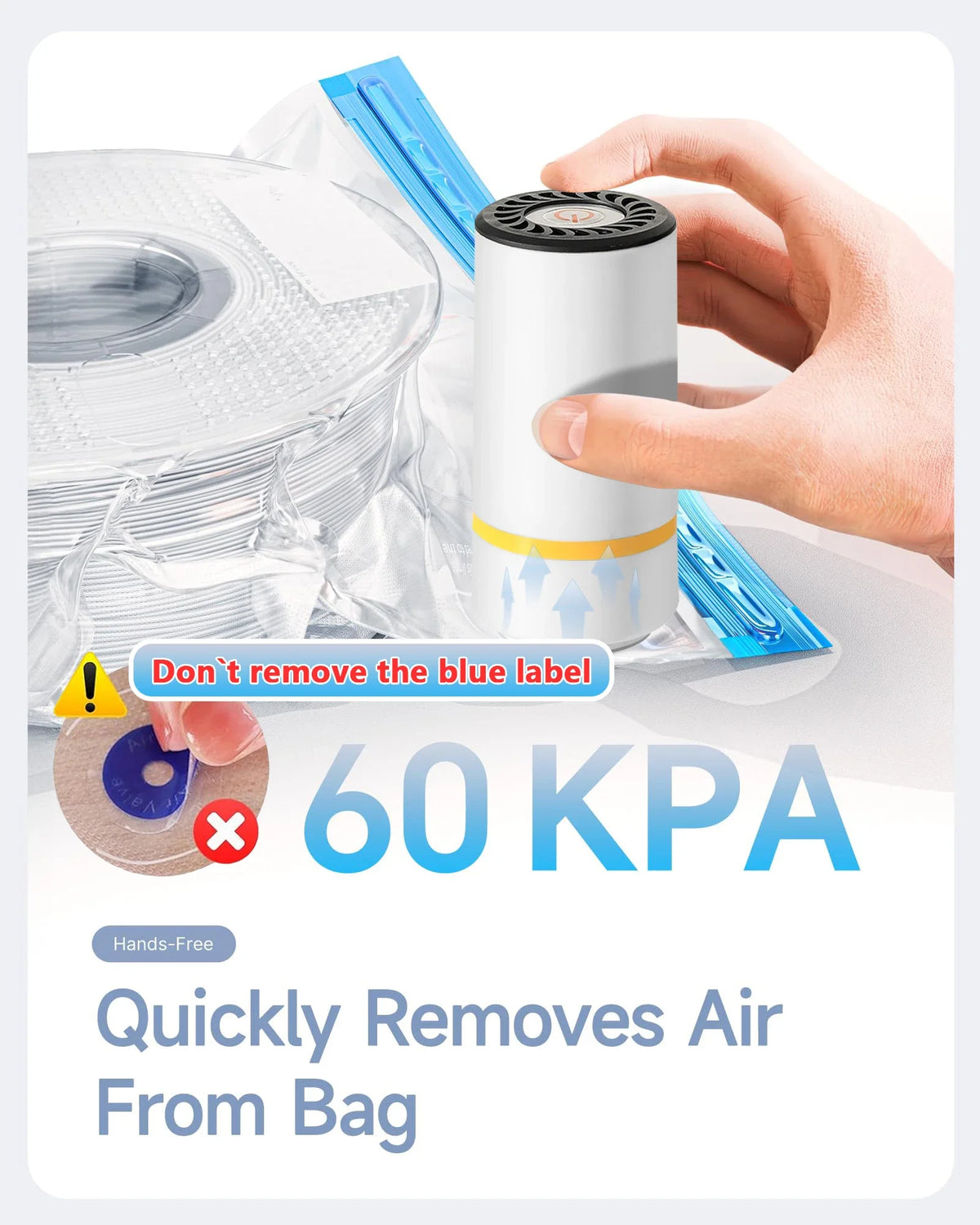 3D Printer Filament Vacuum Bag with USB Rechargeable Electric Air Pump, Vacuum Sealing for PLA ABS PETG Filament Storage