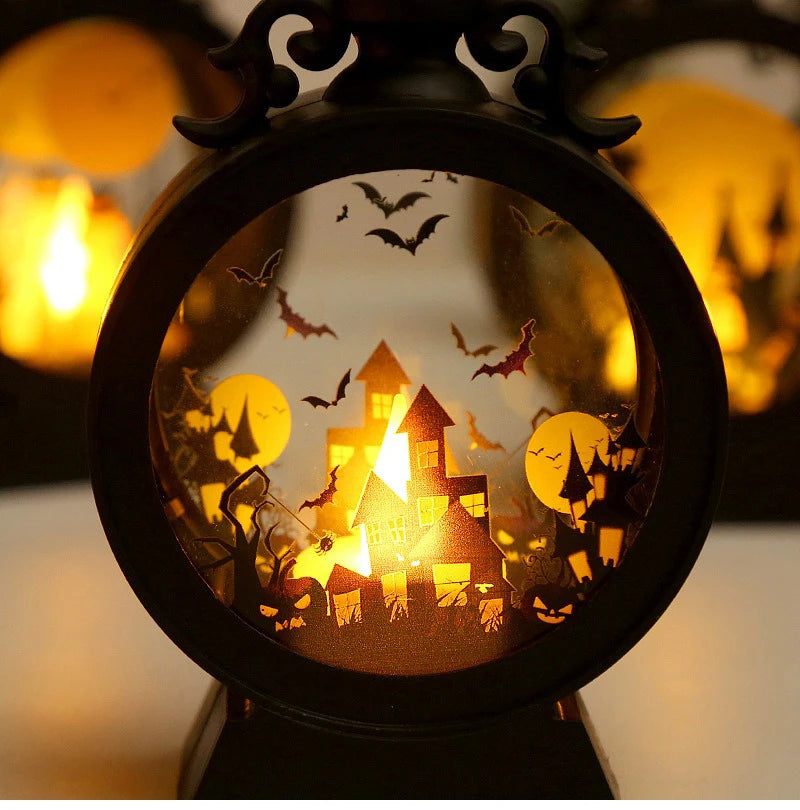 Halloween LED Wind Night Light Portable Pumpkin Ghost Lantern Bar Desktop Ornament Halloween Decor Props Party Supplies DeskLamp