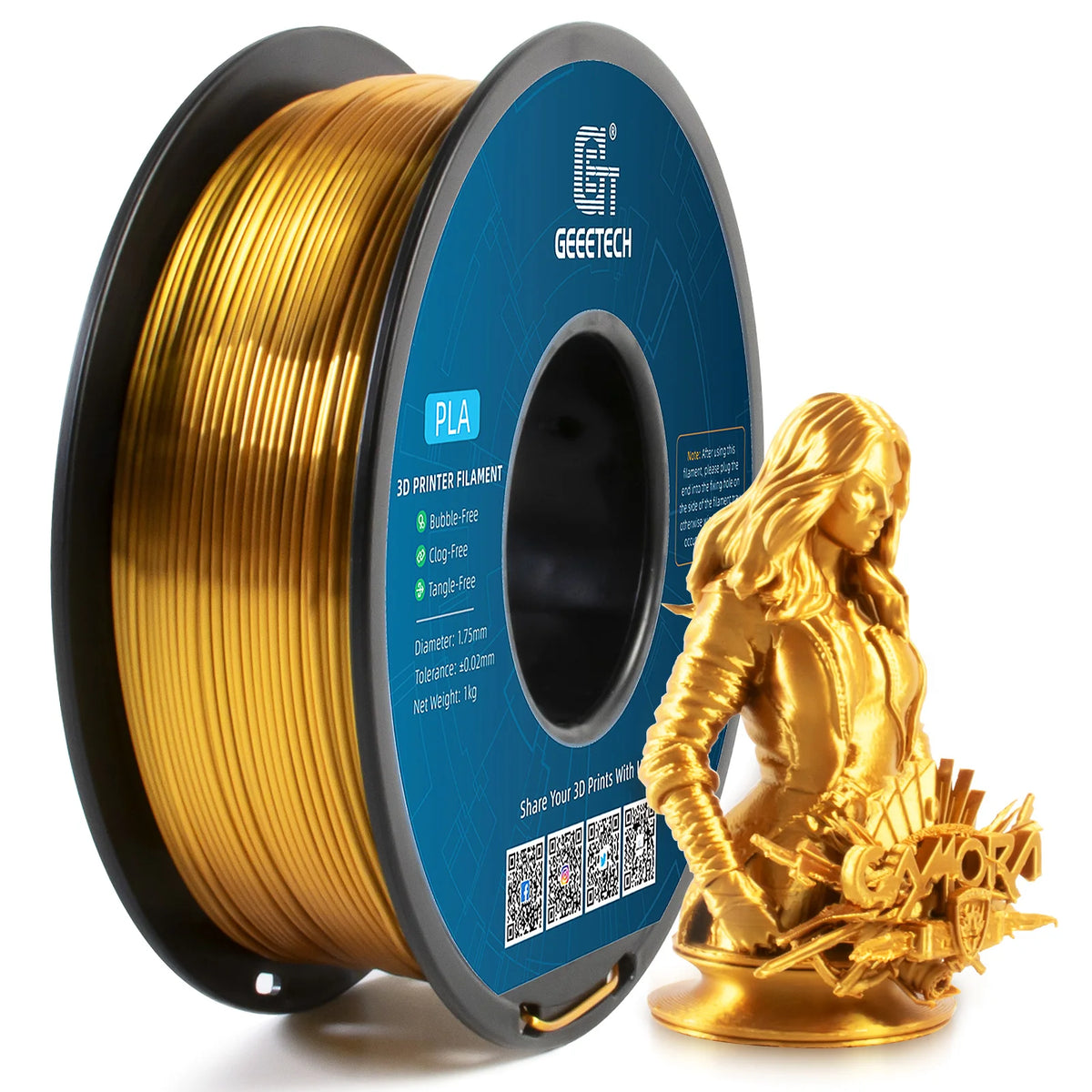 GEEETECH 3D Printing Materials Filament PLA For FDM 3D Printer Pure pla 1 kg (2.2lbs) Vacuum Packaging 1.75mm +-0.03mm