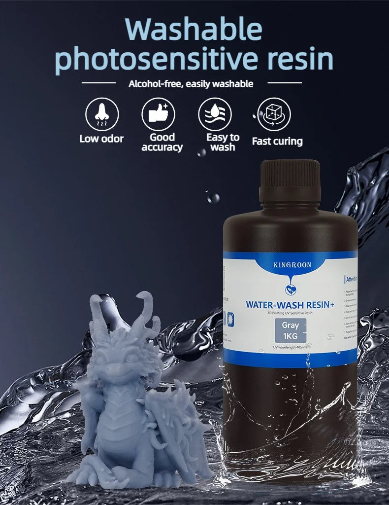 2026 NEW Water-Washable 3D Standard Photopolymer Resin Low Odor Low Viscosity LCD 3D Printing Resin for LCD 3D Printer