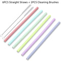 Reusable Silicone Straws Set with Cleaning Brushes, for Water, Milk, Juices, Smoothies, Flexible Portable, Straight, Bent Straws