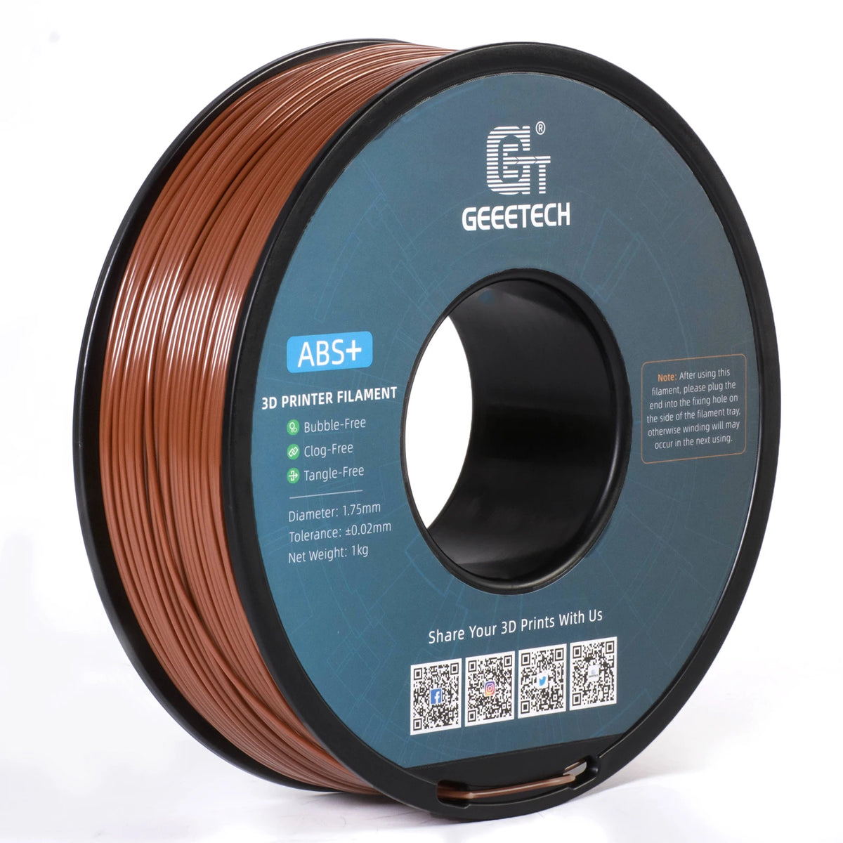Geeetech ABS+3D Filament 1.75mm 1KG Plastic, 3D Printer Material, Tangle-Free, Non-Toxic, Vacuum Packaging White Black Red Blue