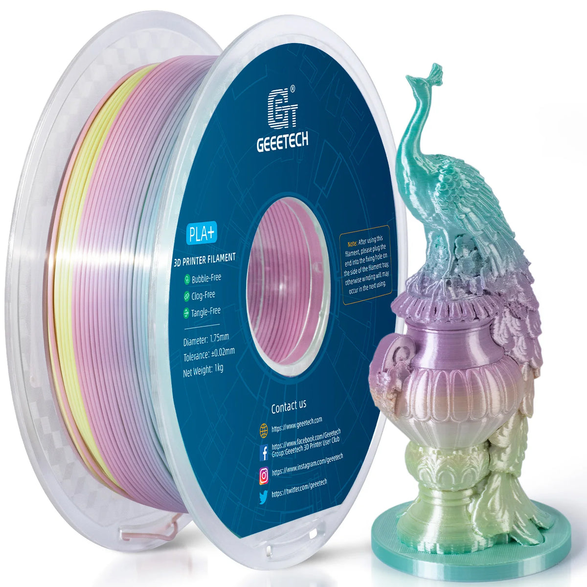 GEEETECH Silk PLA 3d Filament Wire 1kg 1.75mm Spool Wire 3D Printer Material 3D Print Refills, Fast Delivery Vacuum Package