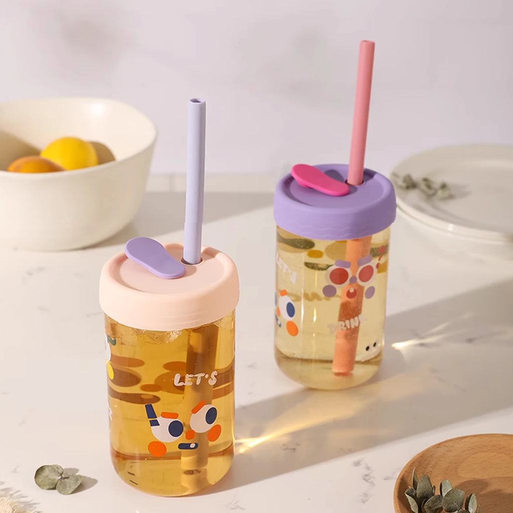 Reusable Silicone Straws Set with Cleaning Brushes, for Water, Milk, Juices, Smoothies, Flexible Portable, Straight, Bent Straws
