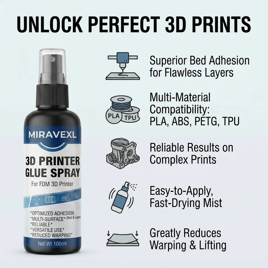 3D Printer Anti-Warp Spray, High Adhesion Model Fixing Spray, Easy Peeling No Residue, Suitable For PLA ABS Resin Printing