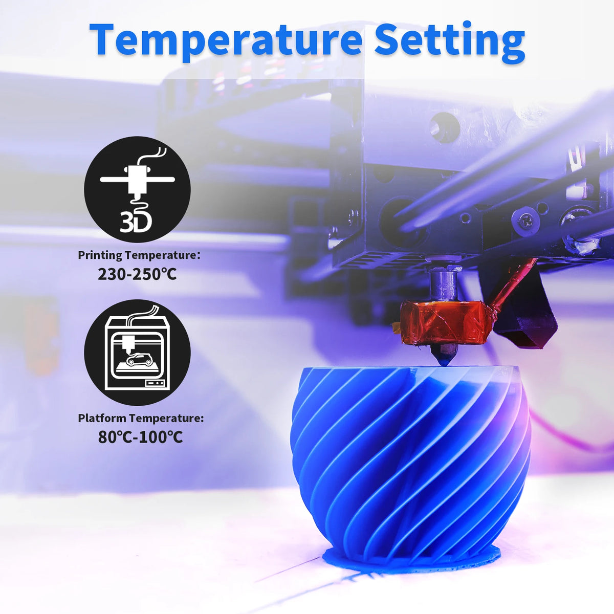 Geeetech ABS+ 3D Filament 1.75mm 1KG Plastic 3D Printer Material, Tangle-Free, Non-Toxic, Vacuum Packaging White Blac Redk BLue