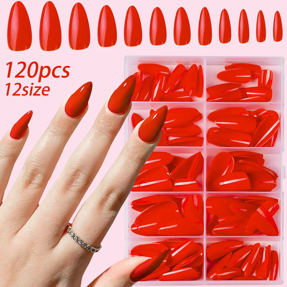 120Pcs Glossy White Almond Press on Nails Medium Full Cover False Nail Tips for Women Elegant Nail Art Extension Fake Fingertip