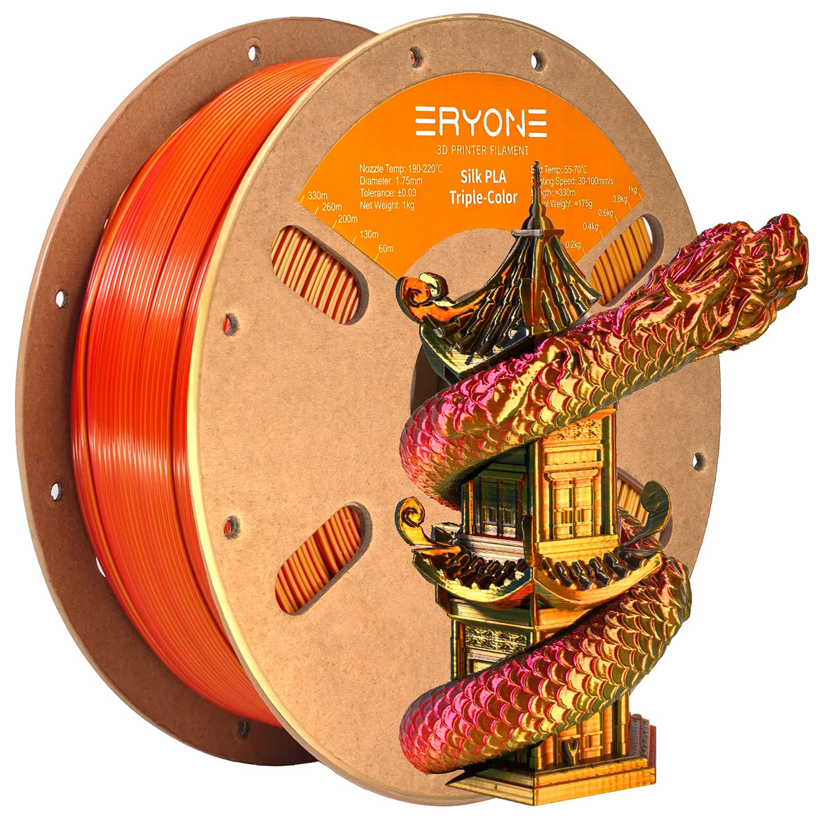 NEW ERYONE 1KG/3KG/10KG Promotion Tri- Color Silk PLA Filament For 3D Printing 1.75mm Filament High Quality Free Fast Shipping