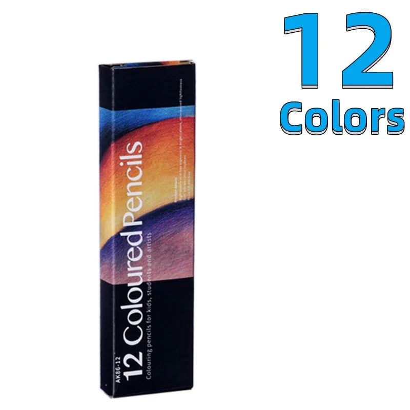 Oily Colored Pencils Set (12 Colors) - Hexagon Wooden Handle, Perfect for Painting, Sketching, Art Design & Student Use
