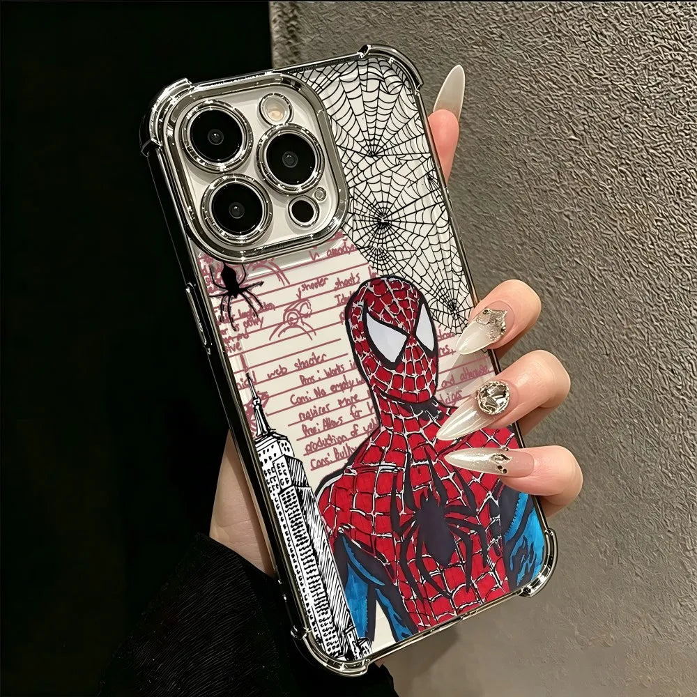 HOT Plating Phone Case For iPhone 17 17e 16e 16 15 14 13 12 11 Pro Max Mini Air Plus Anti-Fall Airabag Cool Spiders Mans