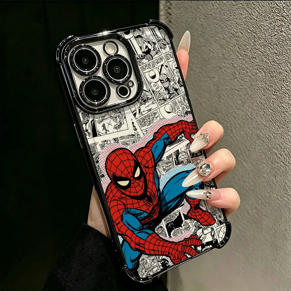HOT Plating Phone Case For iPhone 17 17e 16e 16 15 14 13 12 11 Pro Max Mini Air Plus Anti-Fall Airabag Cool Spiders Mans