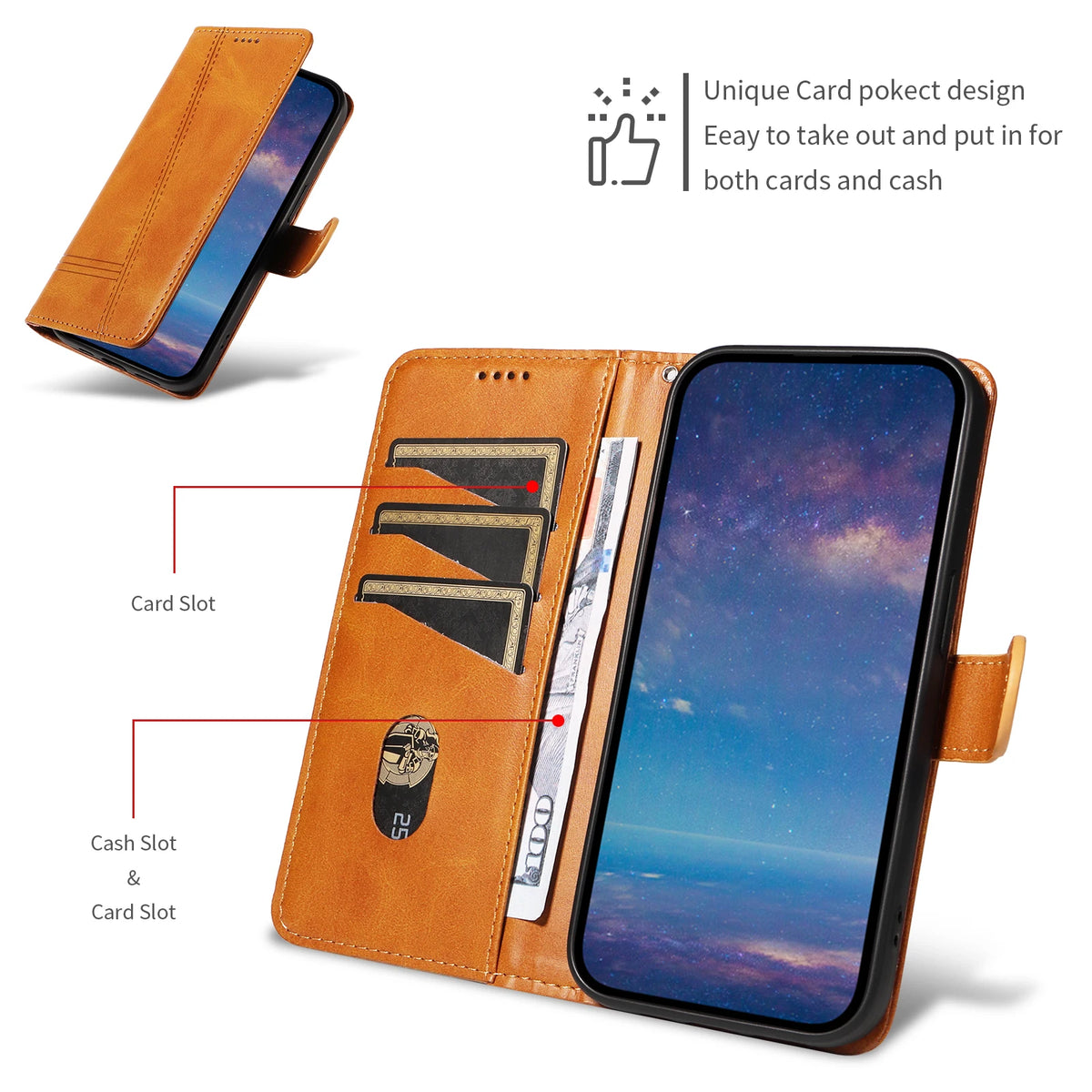 Leather Wallet Phone Case For iPhone 16e 16 Pro Max 15 14 13 Mini 12 11 X XS XR SE2 SE3 8 7 6s Plus Flip Card Slot Holder Cover