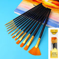 12pcs Nylon Bristle Brush Set Flat Brushes Watercolor Oil Paint For Artists Amateur And Acrylic Paintings Fabric Brushes