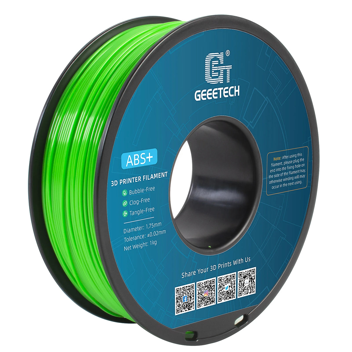 Geeetech ABS+3D Filament 1.75mm 1KG Plastic, 3D Printer Material, Tangle-Free, Non-Toxic, Vacuum Packaging White Black Red Blue