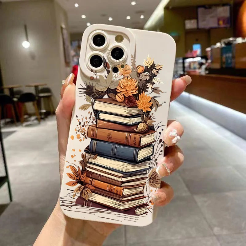 Creative Beautiful Book Pattern Phone Case For iPhone 11 12 13 14 15 16 17 Air 18 Pro Max 16E 7 8 Plus X XR XS Shockproof Cover