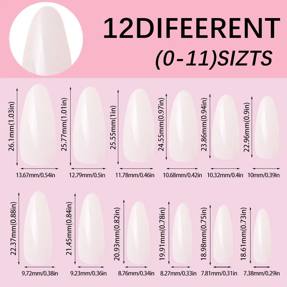120Pcs Glossy White Almond Press on Nails Medium Full Cover False Nail Tips for Women Elegant Nail Art Extension Fake Fingertip