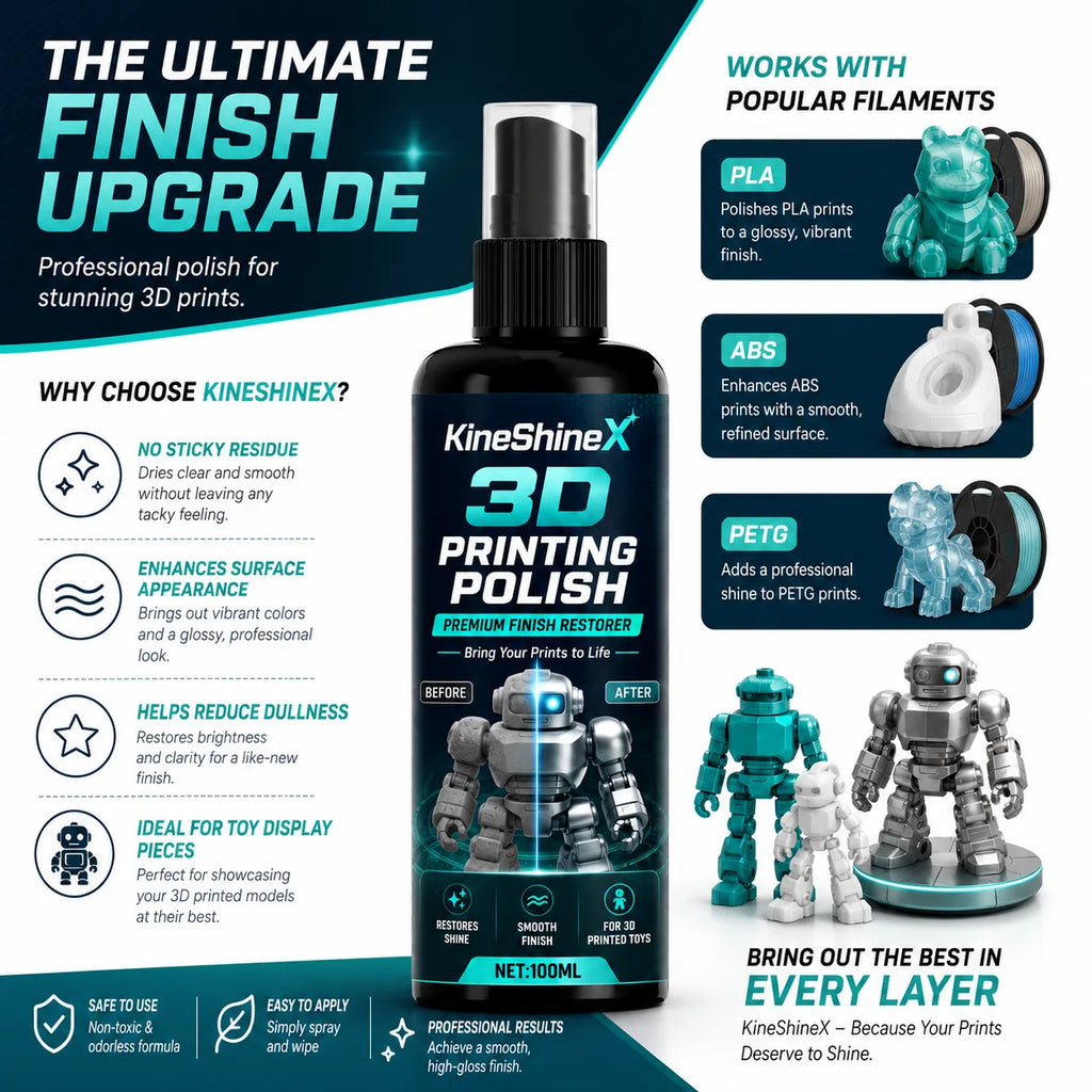 3D Printing Polish  100ml – Premium Finish Restorer for PLA, ABS & PETG Toys, Reduces Layer Lines, Restores Shine, Smooth Finish