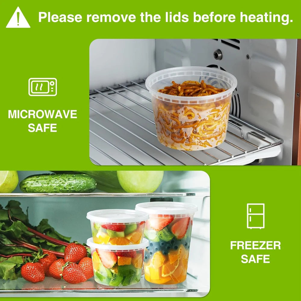 Deli Containers with Lids Food Storage Containers with Lids Freezer Safe, Soup Containers for Restaurant BPA Free Microwave Safe
