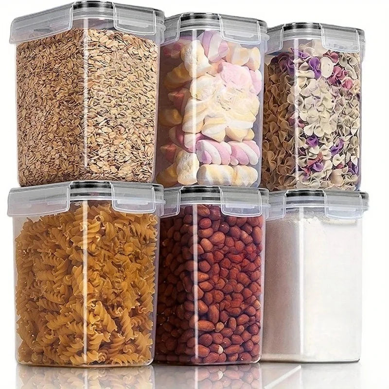 6Pcs Airtight Food Storage Containers Kitchen Pantry Storage Containers For Sugar, Flour And Baking Supplies Kitchen Accessories
