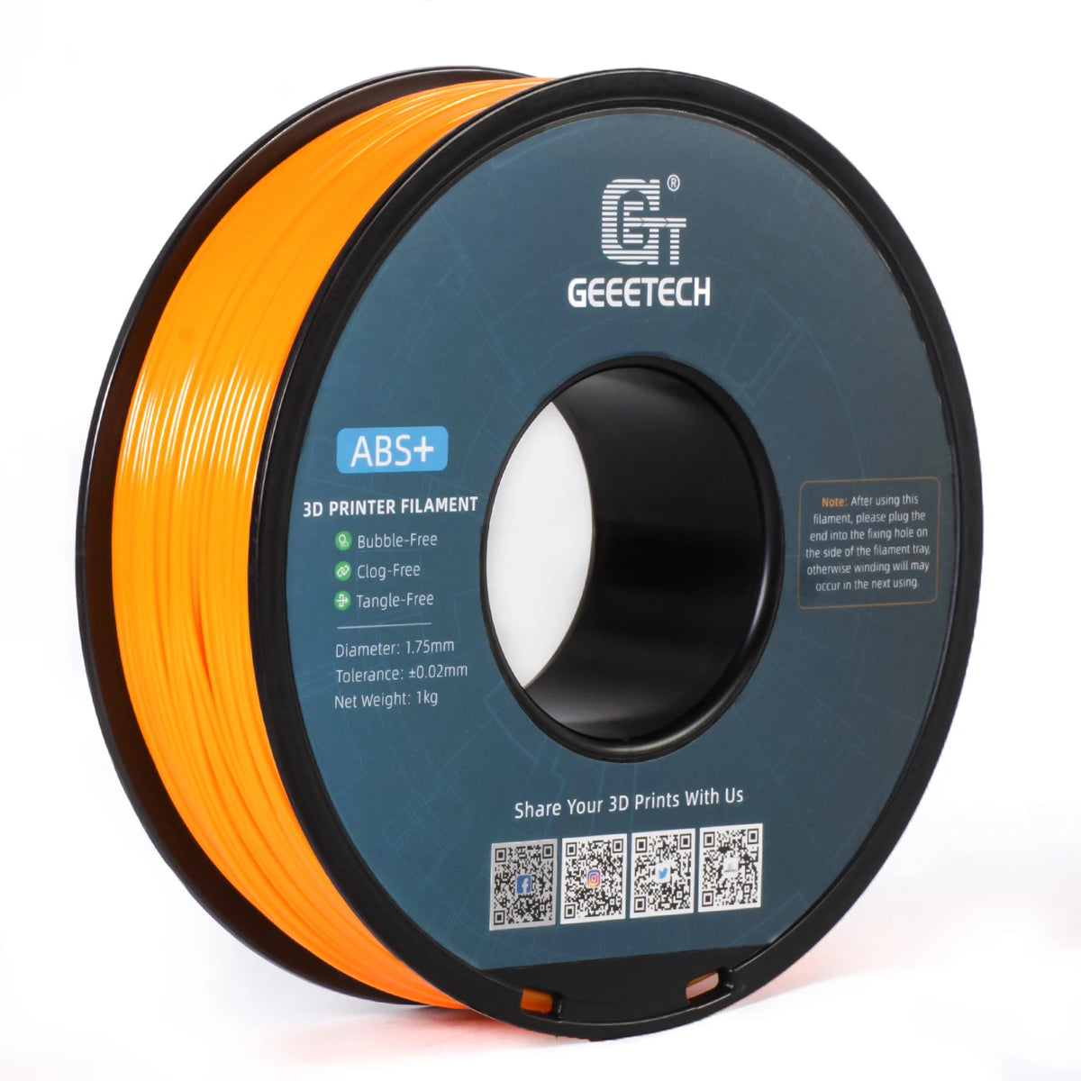Geeetech ABS+3D Filament 1.75mm 1KG Plastic, 3D Printer Material, Tangle-Free, Non-Toxic, Vacuum Packaging White Black Red Blue