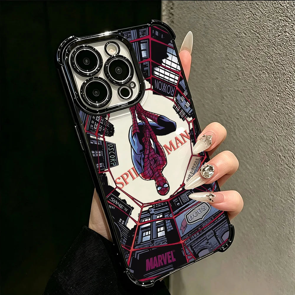 HOT Plating Phone Case For iPhone 17 17e 16e 16 15 14 13 12 11 Pro Max Mini Air Plus Anti-Fall Airabag Cool Spiders Mans