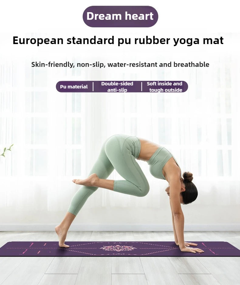 Lezyan Newest Non-slip PU Natural Rubber Yoga Mat Thick Sweat Absorption Grip Exercise Shock Absorption Workout Fitness Gym