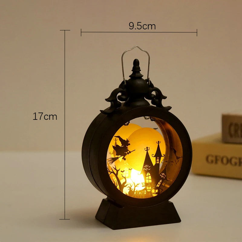 Halloween LED Wind Night Light Portable Pumpkin Ghost Lantern Bar Desktop Ornament Halloween Decor Props Party Supplies DeskLamp