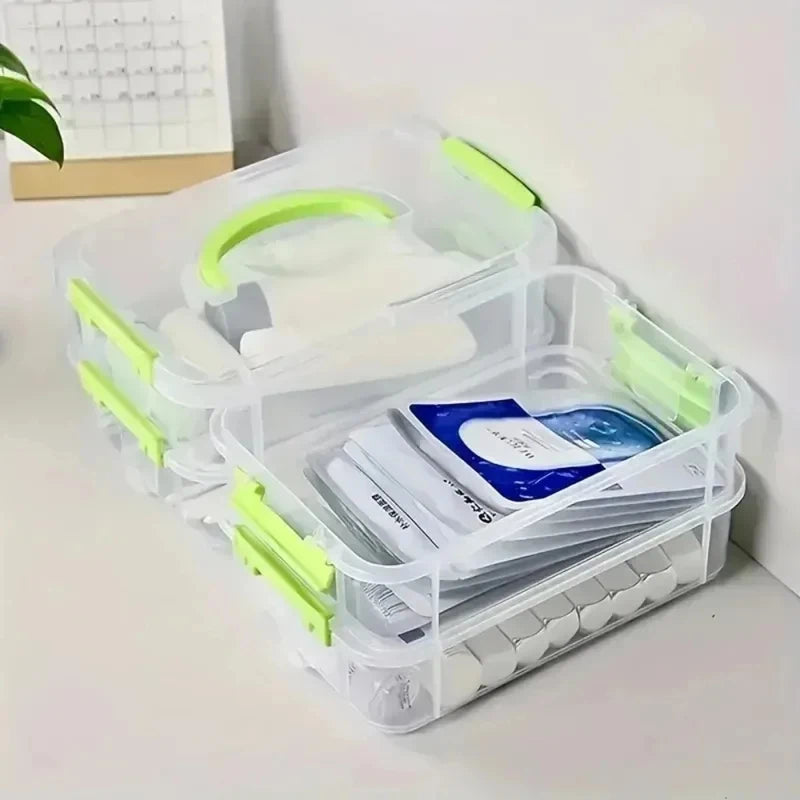 HOMEFISH Transparent Plastic Storage Box with Lid Partitioned Drawer Organizer Building Block Portable Storage Container