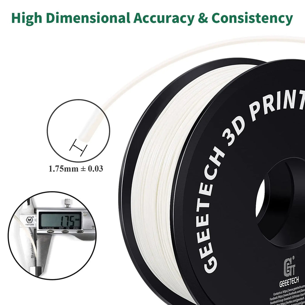Geeetech ABS+3D Filament 1.75mm 1KG Plastic, 3D Printer Material, Tangle-Free, Non-Toxic, Vacuum Packaging White Black Red Blue