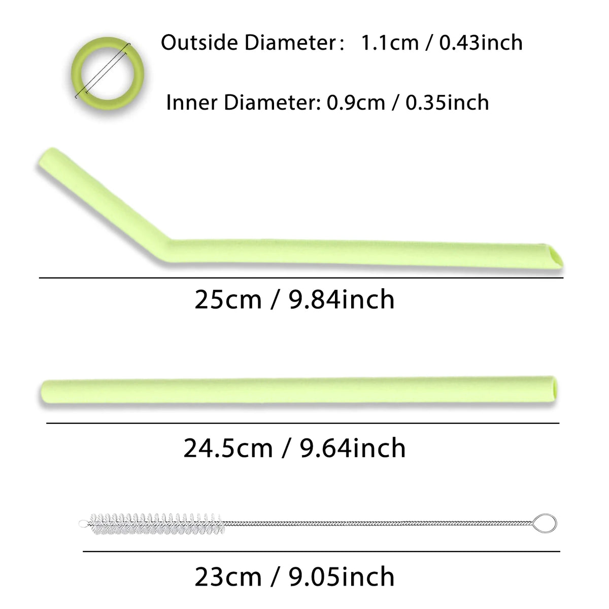 Reusable Silicone Straws Set with Cleaning Brushes, for Water, Milk, Juices, Smoothies, Flexible Portable, Straight, Bent Straws