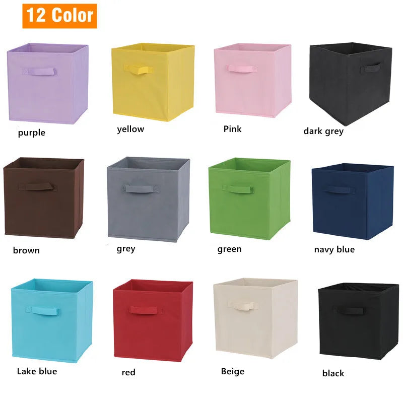 26x26x28cm Cubes Bins Pure Color Non Woven Square Storage Box Clothes Toys Sundries Storage Box Wardrobe Drawer Organizer