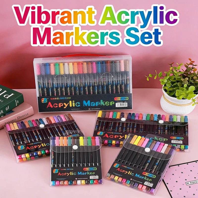 24-120 Colors Dual Tip Acrylic Paint Markers Pens Set Perfect for Rock Painting, Wood, Fabric, Glass, Canvas, Drawing  Coloring
