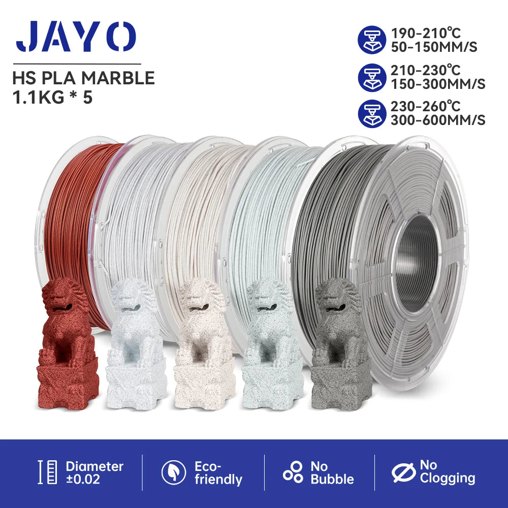 JAYO 5Rolls PLA/PLA Plus/petg/ABS/TPU/PLA meta/PLAYG/HS-PLA 3D Printer Filament 1.75mm FDM 3D Printer Materials for 3D Printer