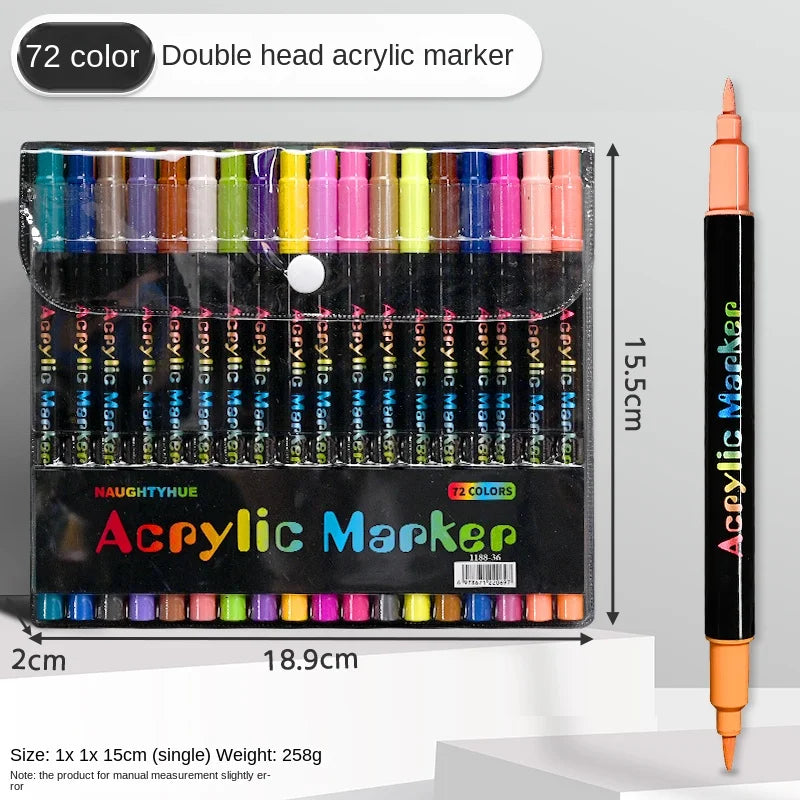 Professional Art Use 120-24Colors Acrylic Paint Markers, Dual-Tip Fine and Brush Tip Pens, Suitable for Stone, Wood, Calligraphy