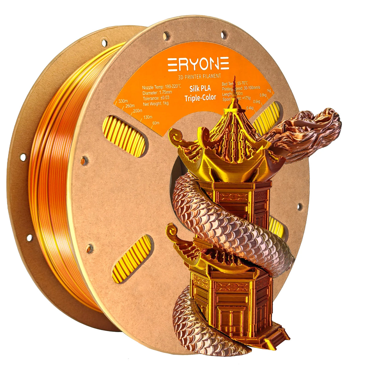 NEW ERYONE 1KG/3KG/10KG Promotion Tri- Color Silk PLA Filament For 3D Printing 1.75mm Filament High Quality Free Fast Shipping