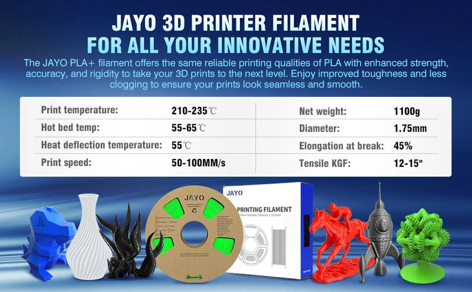 JAYO 3D Printer PLA/PETG/PLA+ /PLA META /SILK/ASB/TPU  Filament 1.75mm 2Roll 1.1KG/0.65KG 3D Printer Filament for 3D Printer